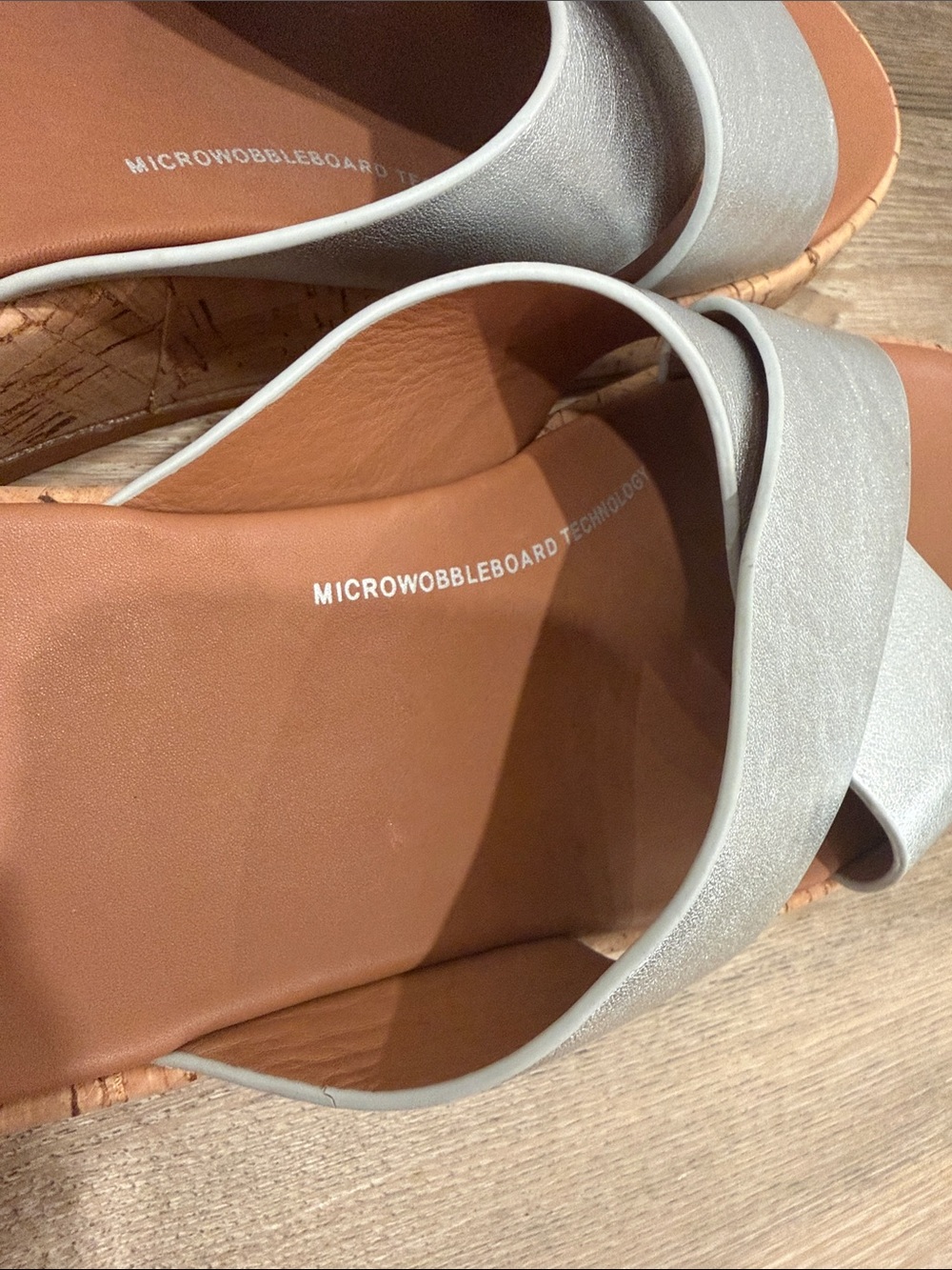 Fitflop F Mode Metallic Silver Slide Sandals - Picture 5 of 8